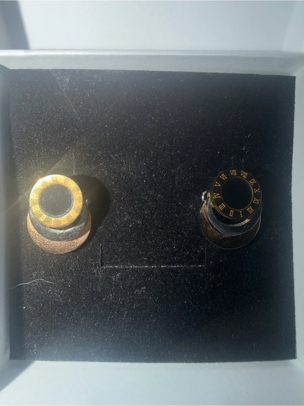 Men's Gold Tone Multi-Layer Circle Cufflinks